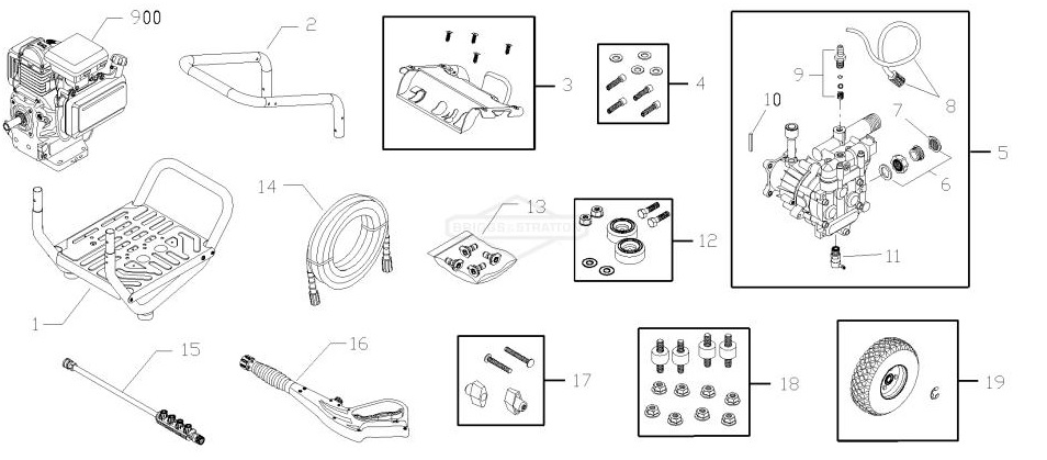 BRUTE pressure washer model 020303-0,-01 replacement parts ...